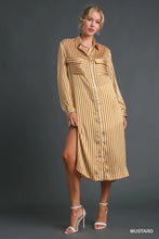 Load image into Gallery viewer, Striped Long Sleeve Button Down Midi Dre
