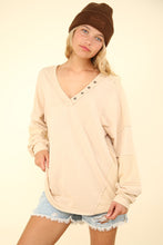 Load image into Gallery viewer, Washed Knit V-Neck Oversized Top
