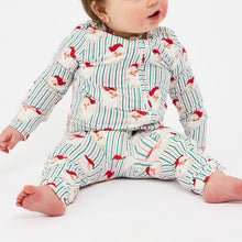 Load image into Gallery viewer, Baby PJ Onsie Santa Baby Stripes
