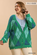 Load image into Gallery viewer, PLUS Argyle Pattern Button Front Cardiga
