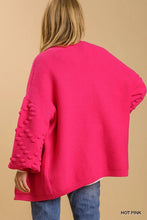 Load image into Gallery viewer, Open Front Cardigan Sweater with Pom Pom
