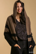 Load image into Gallery viewer, Color Block Cardigan Sweater with Hoodie

