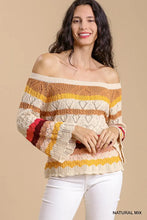 Load image into Gallery viewer, Color Block Long Sleeve Crochet Knit Top
