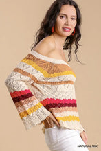 Load image into Gallery viewer, Color Block Long Sleeve Crochet Knit Top
