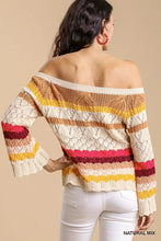 Load image into Gallery viewer, Color Block Long Sleeve Crochet Knit Top
