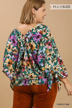 Load image into Gallery viewer, PLUS V-Neck Flower Print Tie Sleeve Top
