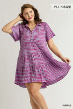Load image into Gallery viewer, PLUS Gingham Tiered Collared Button Dress
