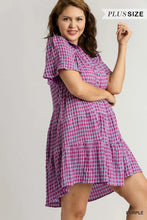 Load image into Gallery viewer, PLUS Gingham Tiered Collared Button Dress
