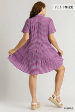 Load image into Gallery viewer, PLUS Gingham Tiered Collared Button Dress
