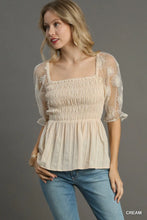 Load image into Gallery viewer, Woven Fabric 3D Floral Lace Top &amp; Smocki
