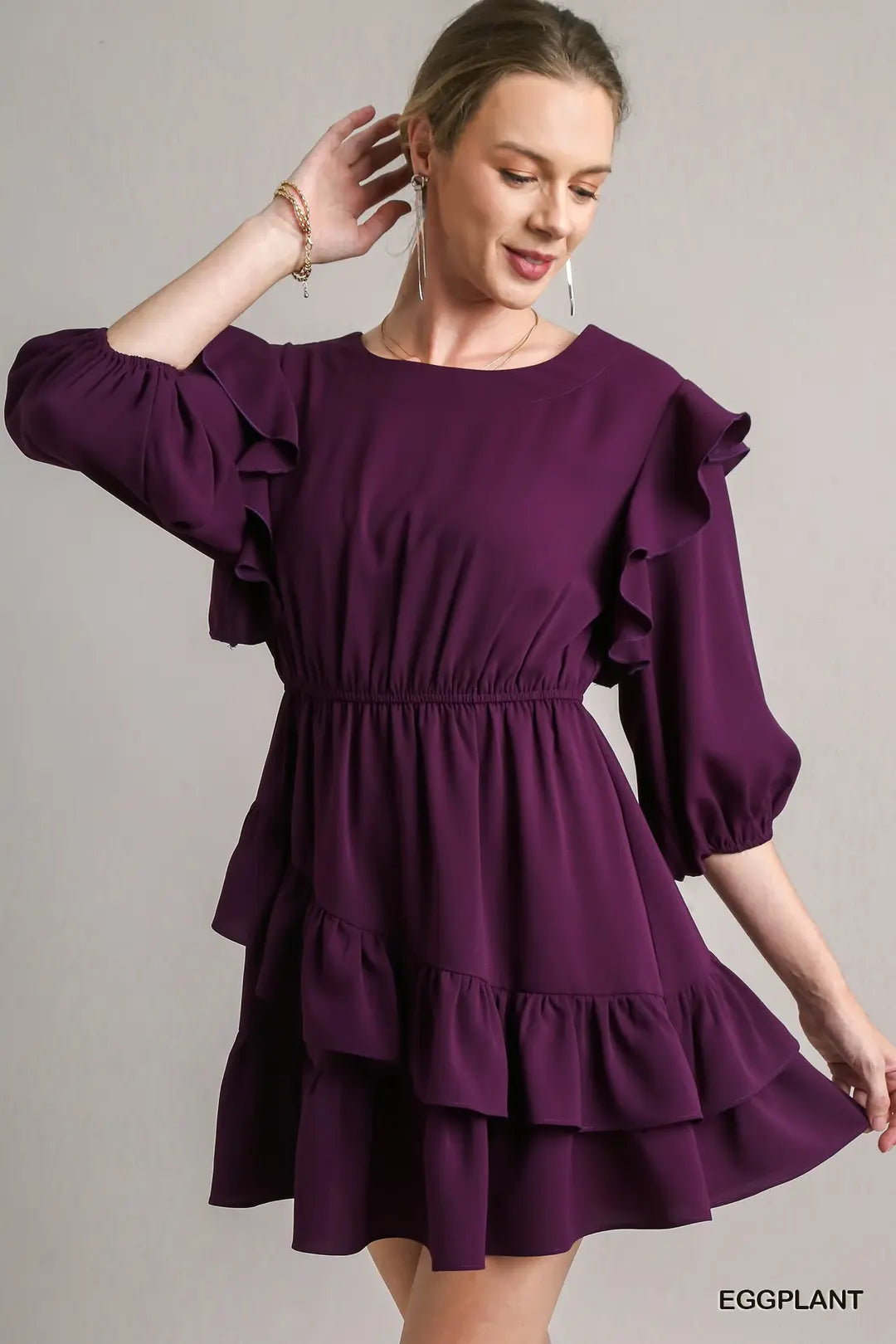 Asymmetrical Tiered Dress with Ruffle 3/