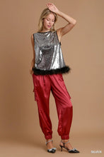 Load image into Gallery viewer, Sequin and Feather Fur Sleeveless Top
