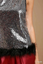 Load image into Gallery viewer, Sequin and Feather Fur Sleeveless Top
