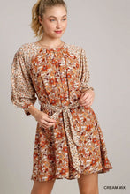Load image into Gallery viewer, Floral 3/4 Sleeve Mix Print Dress with B
