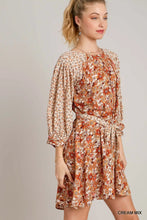 Load image into Gallery viewer, Floral 3/4 Sleeve Mix Print Dress with B

