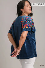 Load image into Gallery viewer, PLUS Velvet Embroidery Short Ruffle Slee
