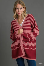 Load image into Gallery viewer, Two Tone Color Cardigan with Zigzag Patt
