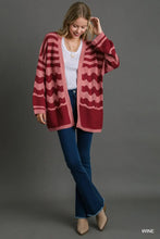 Load image into Gallery viewer, Two Tone Color Cardigan with Zigzag Patt
