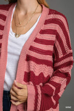 Load image into Gallery viewer, Two Tone Color Cardigan with Zigzag Patt
