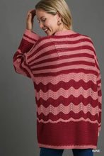 Load image into Gallery viewer, Two Tone Color Cardigan with Zigzag Patt
