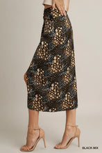 Load image into Gallery viewer, Satin Animal Print Slit Midi Skir
