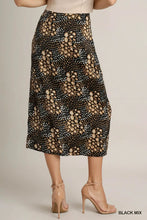 Load image into Gallery viewer, Satin Animal Print Slit Midi Skir
