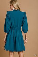 Load image into Gallery viewer, Solid French Terry Tiered Dress with Lace
