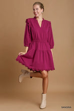 Load image into Gallery viewer, Solid French Terry Tiered Dress with Lace

