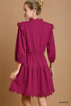 Load image into Gallery viewer, Solid French Terry Tiered Dress with Lace
