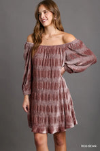 Load image into Gallery viewer, Velvet Off The Shoulder Dress with 3/4 B
