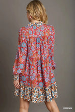 Load image into Gallery viewer, Mix Match Floral Print Collared Neck Dre
