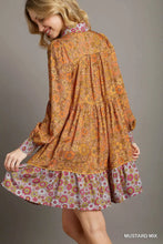 Load image into Gallery viewer, Mix Match Floral Print Collared Neck Dre
