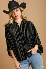 Load image into Gallery viewer, Metallic Textured Velvet Button Down
