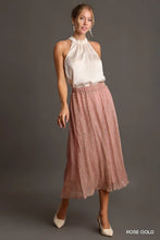 Load image into Gallery viewer, Pleats Shimmer Midi Skirt with Elastic W

