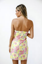 Load image into Gallery viewer, DAISY BROCADE STRAPLESS MINI DRESS
