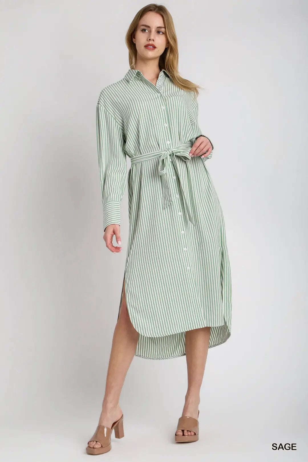 Stripe Button Down Shirt Dress