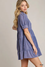 Load image into Gallery viewer, Mineral Washed A-Line Collared Tiered Dr
