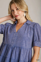 Load image into Gallery viewer, Mineral Washed A-Line Collared Tiered Dr

