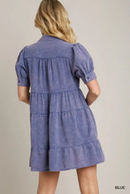 Load image into Gallery viewer, Mineral Washed A-Line Collared Tiered Dr
