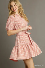 Load image into Gallery viewer, Striped Button-Down Belted Mini Dress

