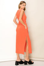 Load image into Gallery viewer, SIDE SLIT TIE-FRONT MIDI DRESS
