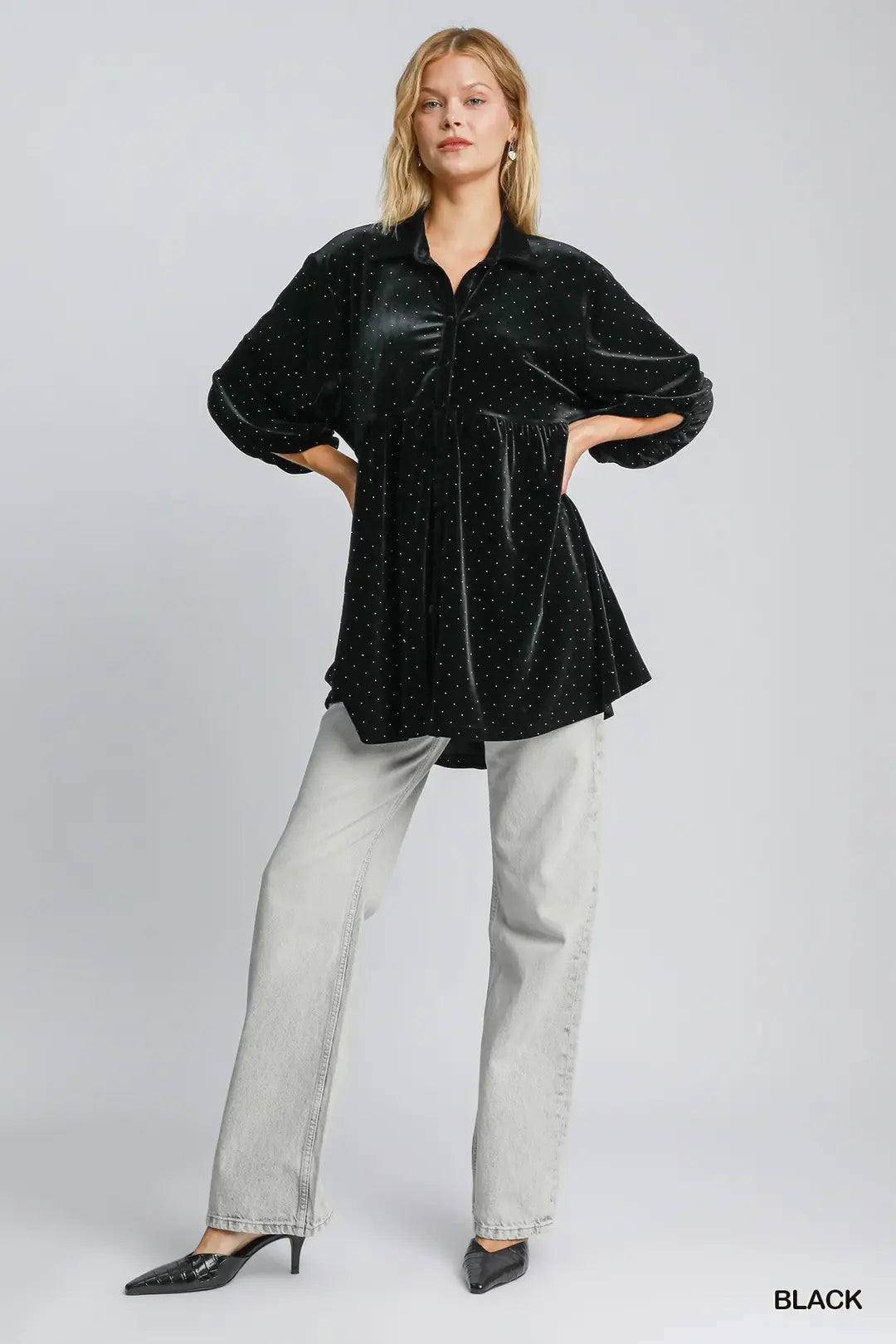 Velvet Collared Tunic Dress