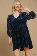 Load image into Gallery viewer, Tiered Velvet Mini Dress
