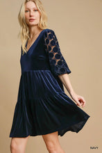 Load image into Gallery viewer, Tiered Velvet Mini Dress
