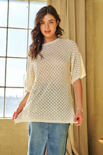 Load image into Gallery viewer, CABLE OPEN KNIT ROUND NECK TUNIC COVER UP
