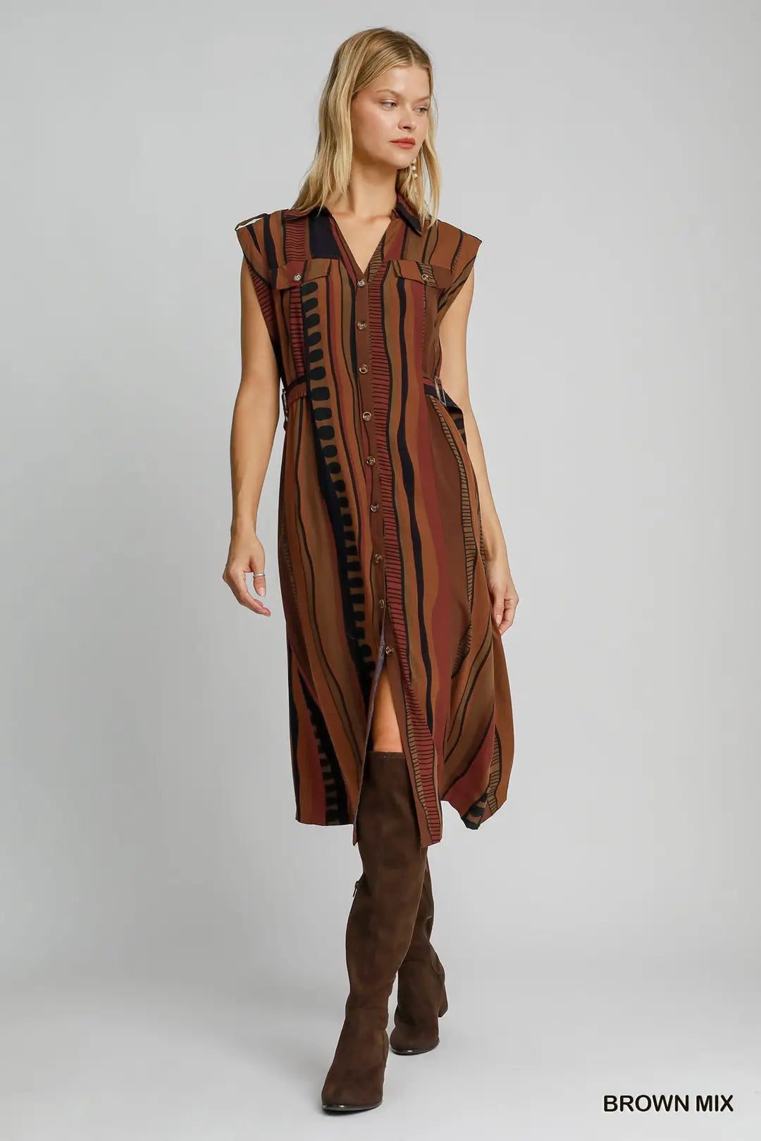 Abstract Print Midi Dress