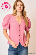 Load image into Gallery viewer, V Neck Denim Button Down Top
