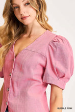 Load image into Gallery viewer, V Neck Denim Button Down Top
