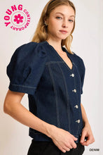Load image into Gallery viewer, V Neck Denim Button Down Top
