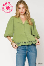 Load image into Gallery viewer, Cotton Gauze Lace Bottom Top
